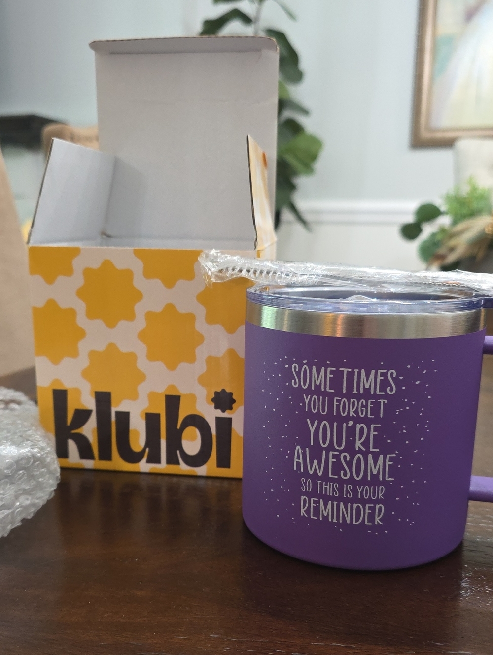 Klubi Brand NEW Purple Inspirational Travel Mug. 14 Ounces.